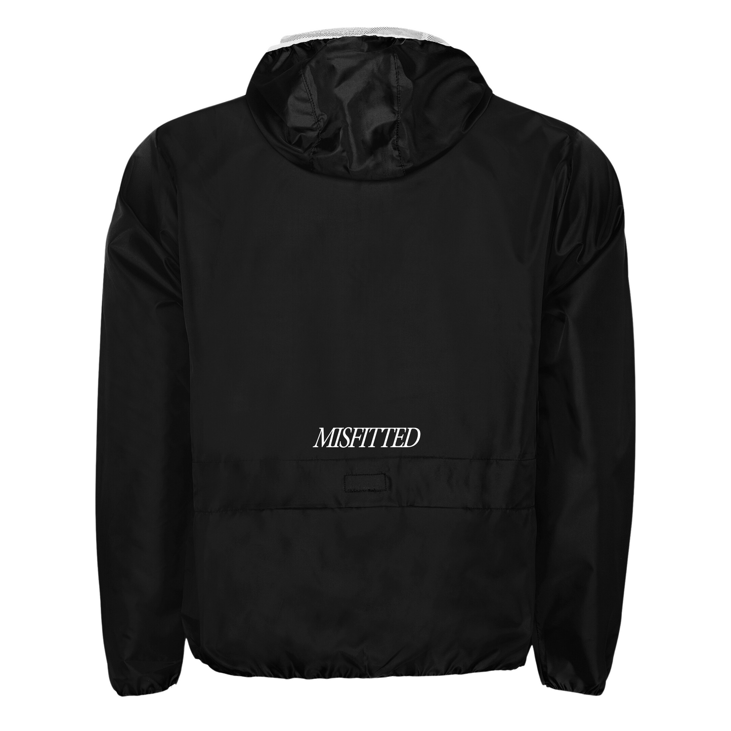 BLACK WINDBREAKER WITH HOOD